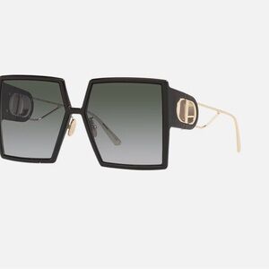 Dior 30Montaigne SU Black and Gold Geometric Sunglasses